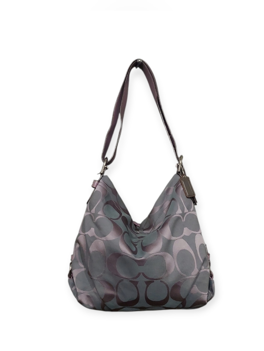 Coach Jacquard Signature Zip Duffle Hobo Bag F15067 Gently Loved